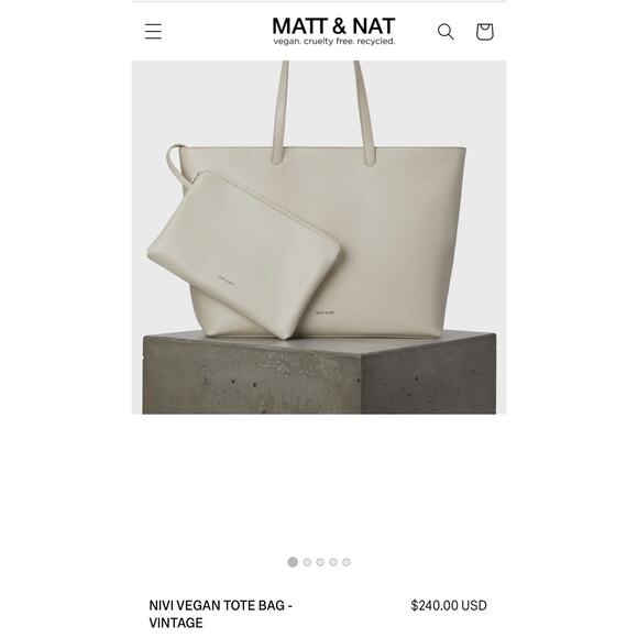 NWOT! Matt & Nat NIVI Vegan Leather Sustainable Tote Bag with Interior Pouch - Picture 8 of 10